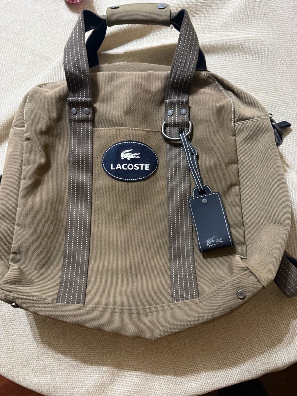 Lacoste Olive Canvas weekender bag
